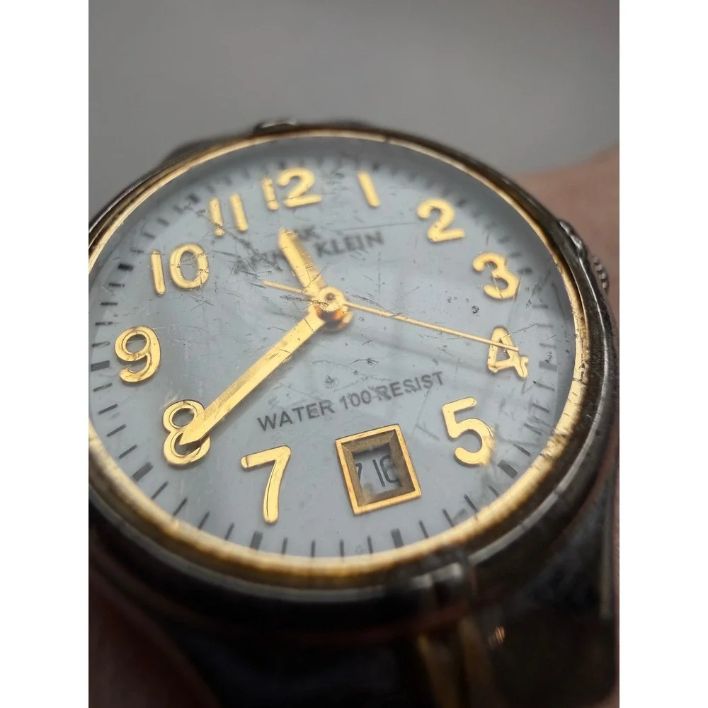 Anne Klein Wrist Watch Womens‎ Silver Gold Two Tone Date Vintage Expandable